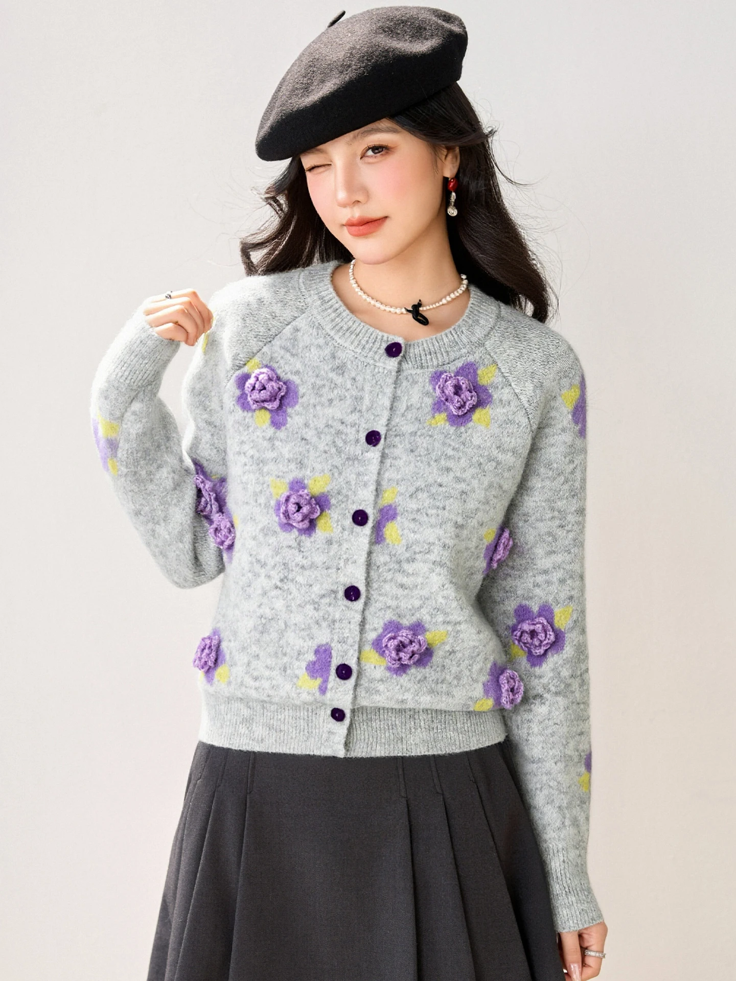 

Gentle Floral Embroidery 2025 Ropa Mujer Sweet Casual Woman Cardigan Knitted Full Sleeve Femmes Autumn Winter Sweater Tops C268