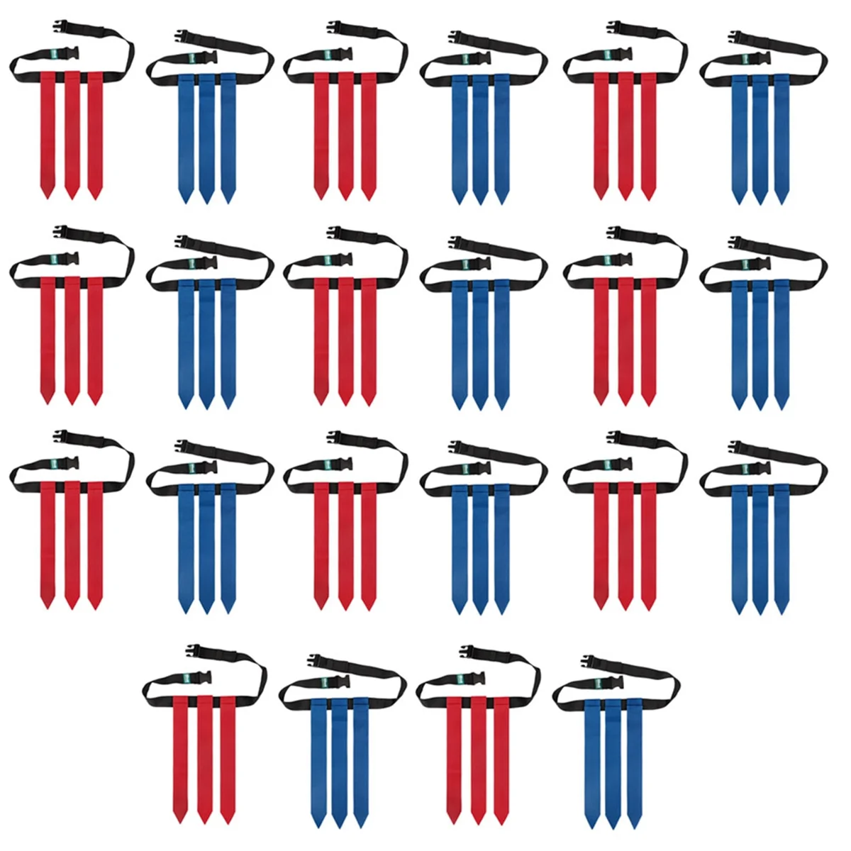 22PCS Flag Football Belts, Adjustable Flag Football Set for Sports Training Competition Blue+Red