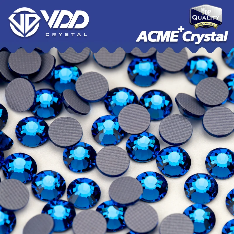 VDD 029 Capri Blue ACME+Series Glass Crystal Rhinestones Hot-Fix Iron On Strass Flatback Glitter 3D Stones Clothes Accessories