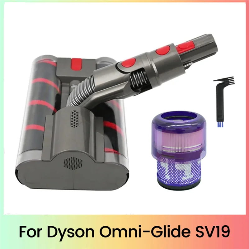 

A26T-For Dyson Omni-Glide SV19 Vacuum Attachment Replacement Soft Roller Cleaner Head Double Roller Brush With Filters