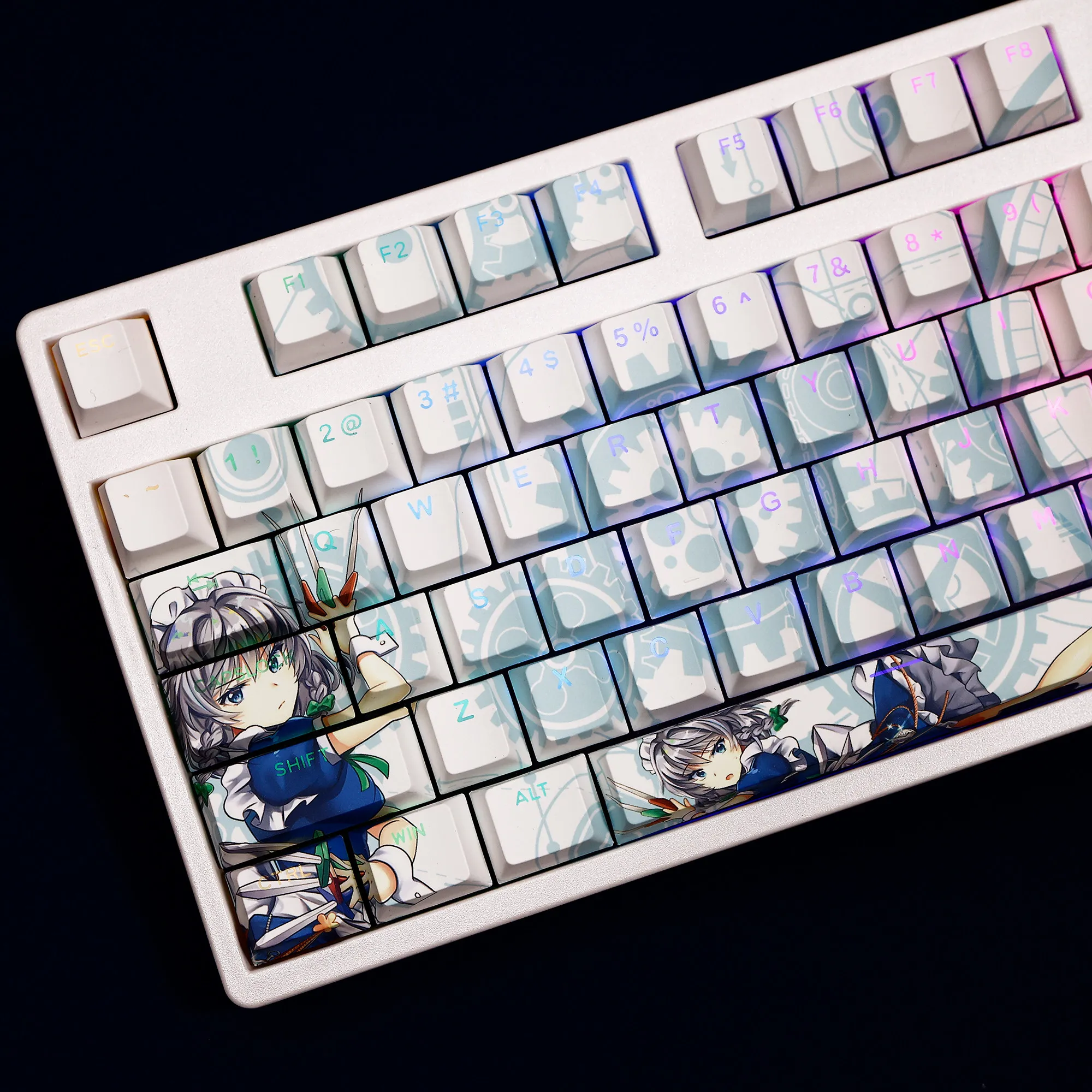 Izayoi Sakuya 108 Key Cap Touhou Project Key Cover PBT DYE Sublimation Cherry MX Cross Axis Switch Keycaps Mechanical Keyboard