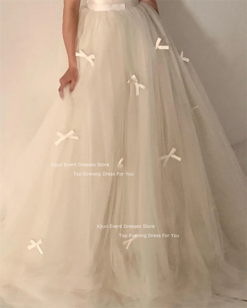 Xijun Fairy White Princess Wedding Dresses Sleeveless Bow Appliques Bridal Gowns Formal Photoshoot Bride Dresses For Korean 2024