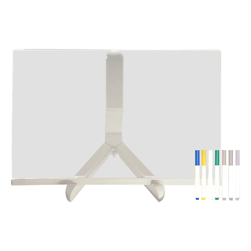 AF91-2025 LED Color Note Board Acrylic Adjustable Bracket Message Board, 7 Colored Pens, 20X20cm.