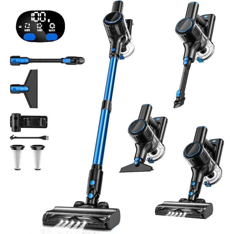 

home.Cordless Vacuum Cleaner, 8-in-1 Vacuum Cleaners for Home, 45Mins Runtime, Anti-Tangle Stick Vacuum with LED Display, Rechar