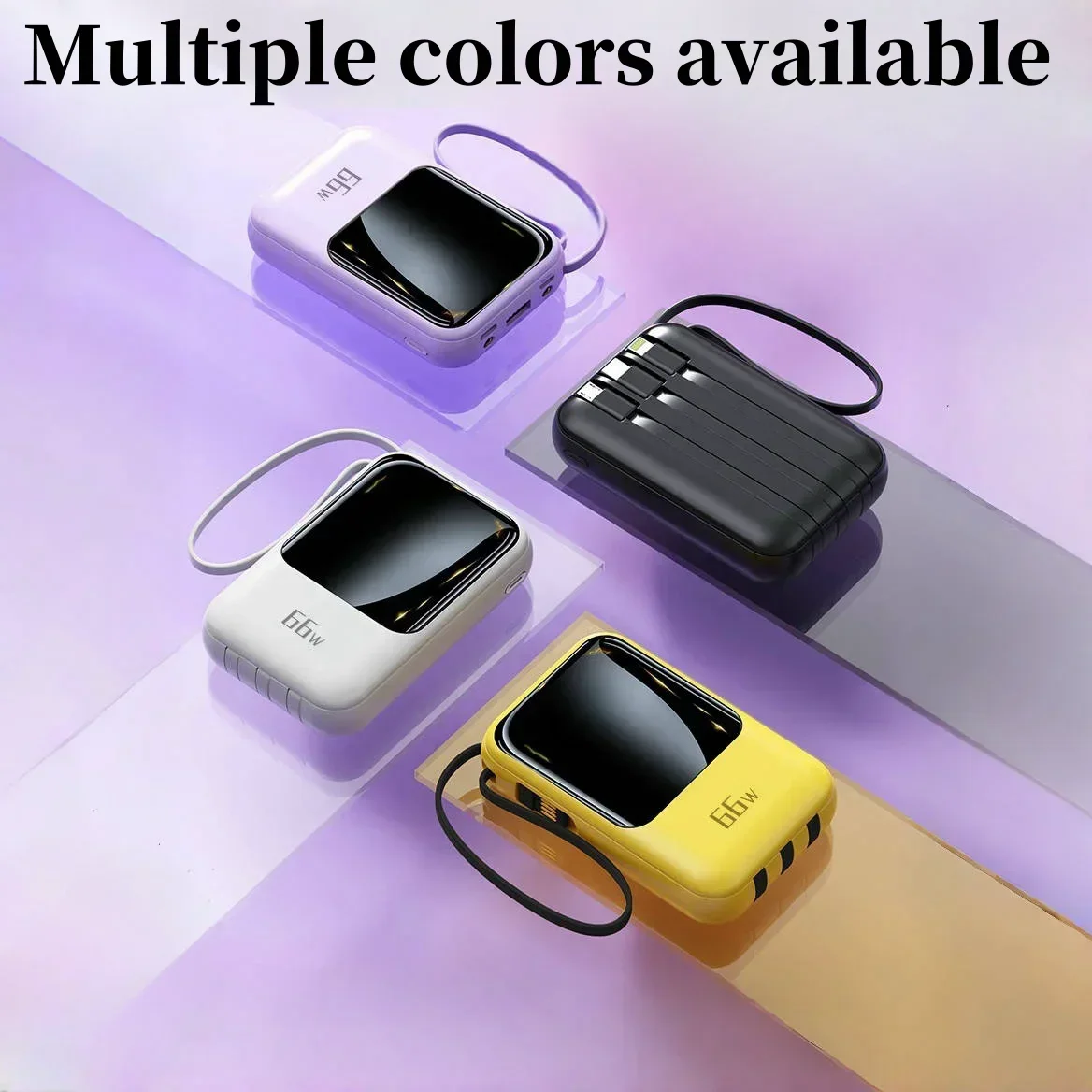 50000mAh Mobile Power Supply With Built-In Cable 66W Super Fast Charging Power Bank Waterproof Portable Mobile Phone Accessories