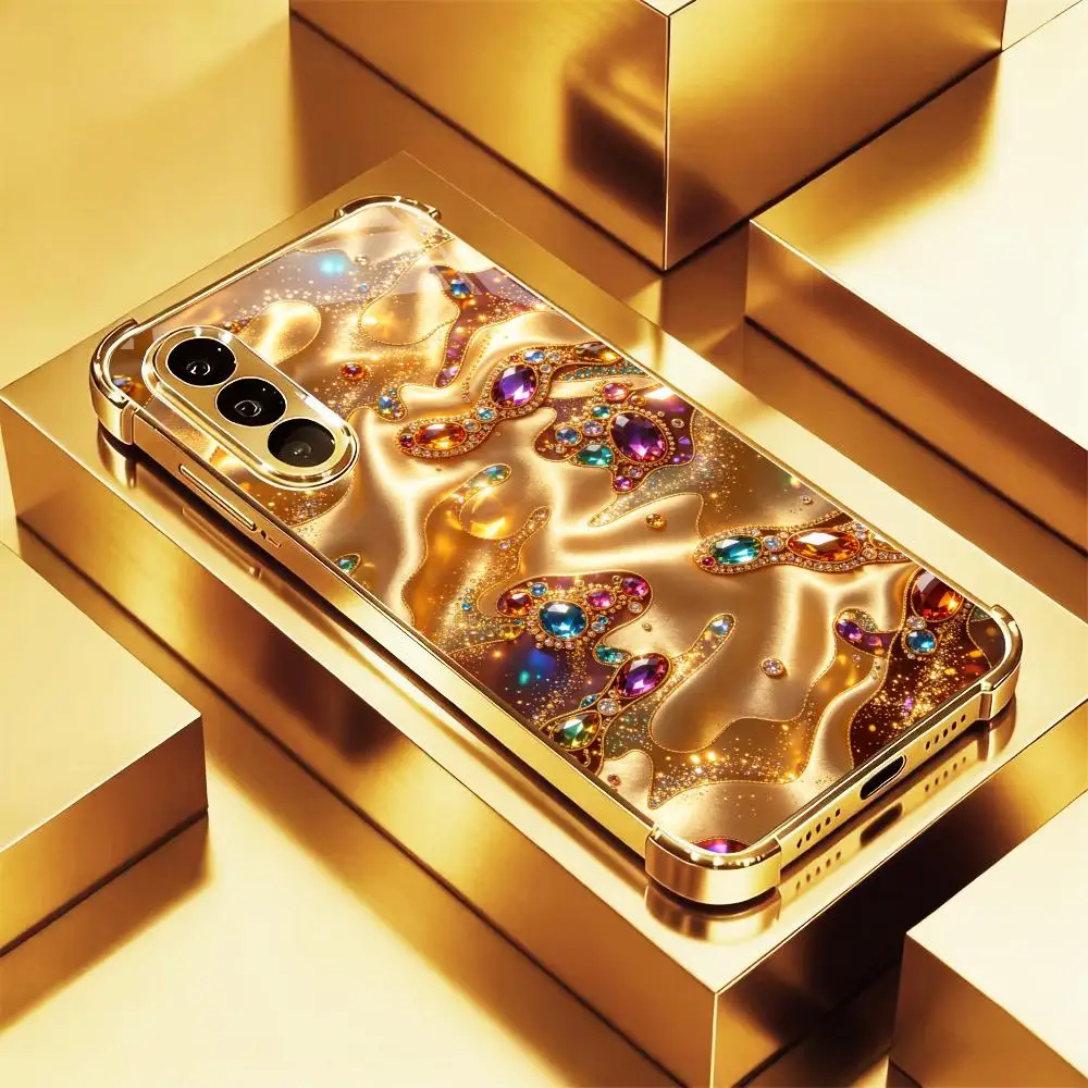 Luxury Glam Party Style TPU HD glass phone case for Samsung Galaxy S26 S25 S24 S23 S22 S21FE,Ultra,Plus Super-strong protectio