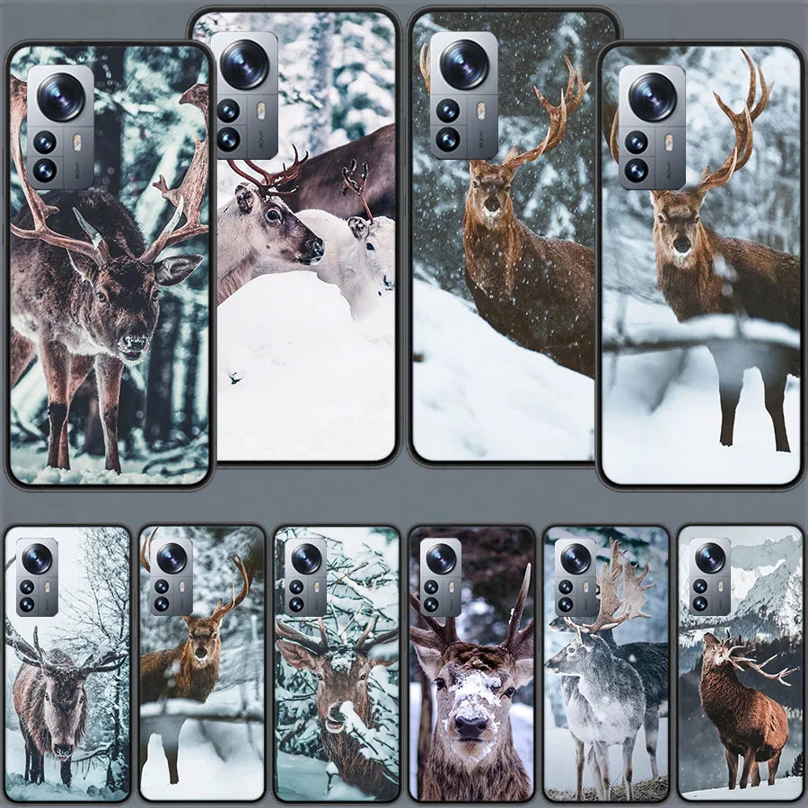 Snow Scene of Animal Elk Phone Case For Xiaomi Poco X6 X5 Pro 5G X4 F4 GT X3 F6 M5 M5S M4 M3 F5 F3 F2 F1 Mi Note 10 Lite Cover