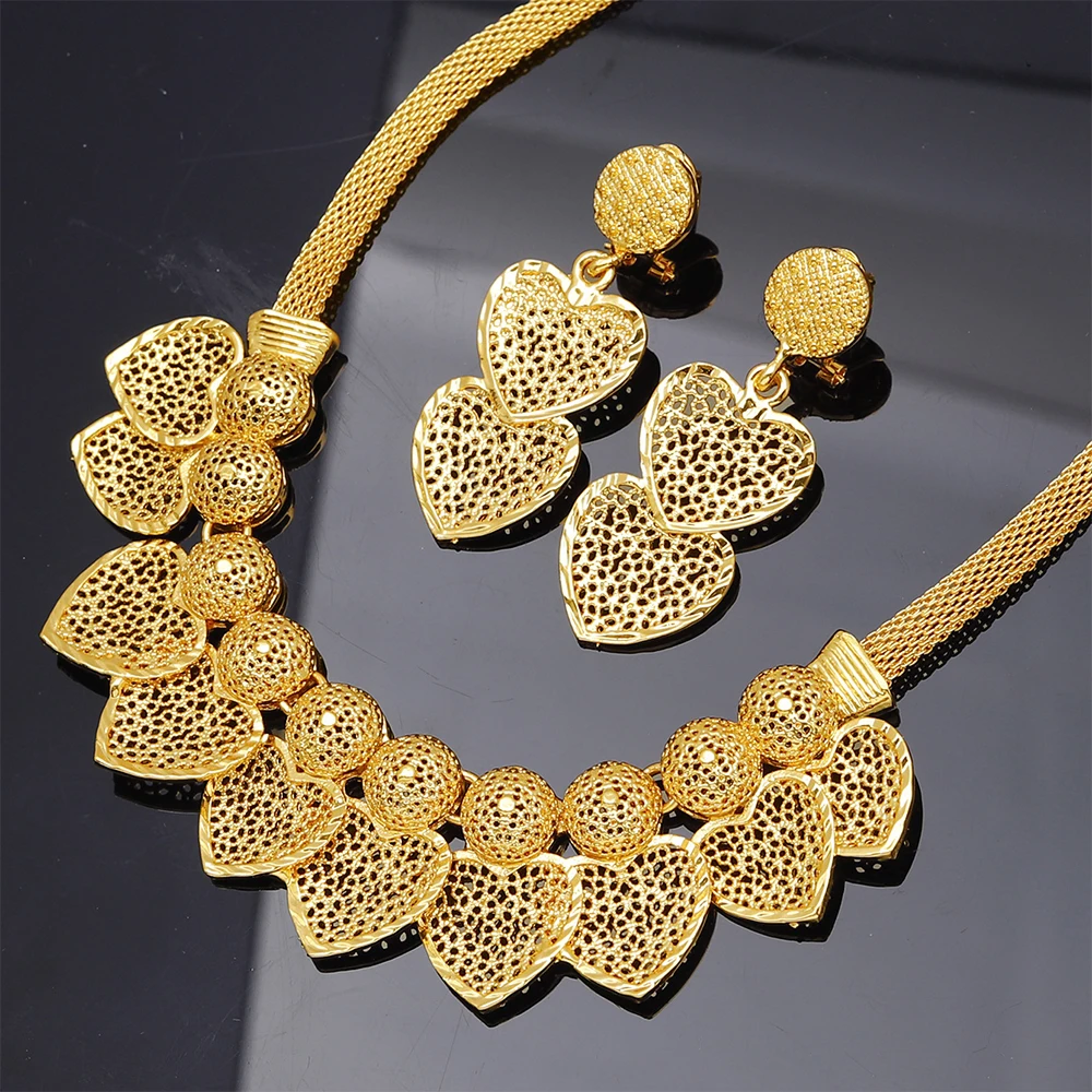 

Jewelry Trendy Earrings Classics Necklace Golden Color Earring Set Women Party Gifts Dubai African Hot Sale Design Necklace