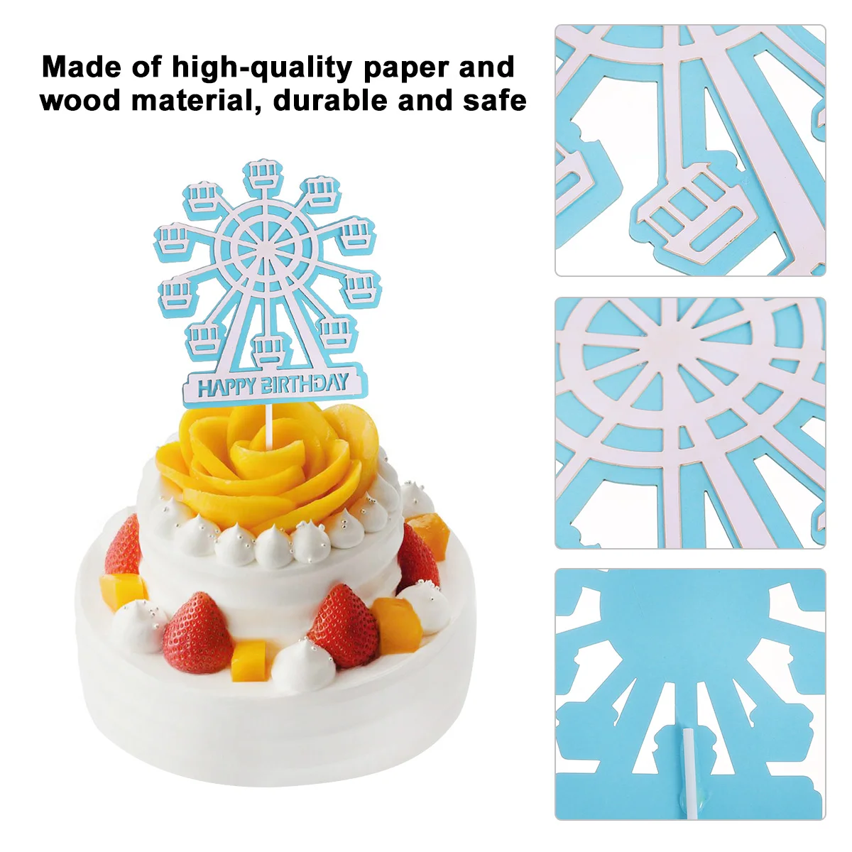 

10pcs Cake Decoration Birthday Party Happy Birthday Cake Topper Ferries Wheel Cupcake Paper Dessert Accessories