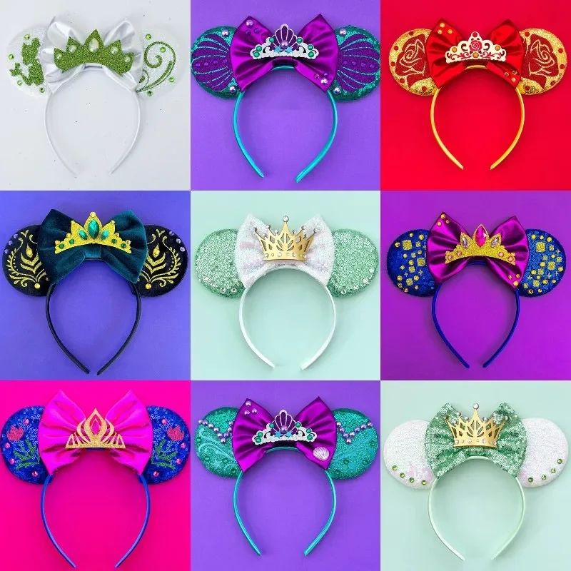 Disney Moana Ears Mickey Headbands Women Sequins Bow Hairband Girl Maui Headwear Kids Magical Fishhook Hair Accessories DIY Gift