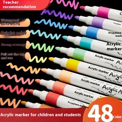 Acrylic Marker Pen Back To School Accessories Aesthetic Stationery Graffiti Color Markers Pens Drawing  Art Supplies 12/24/36/48