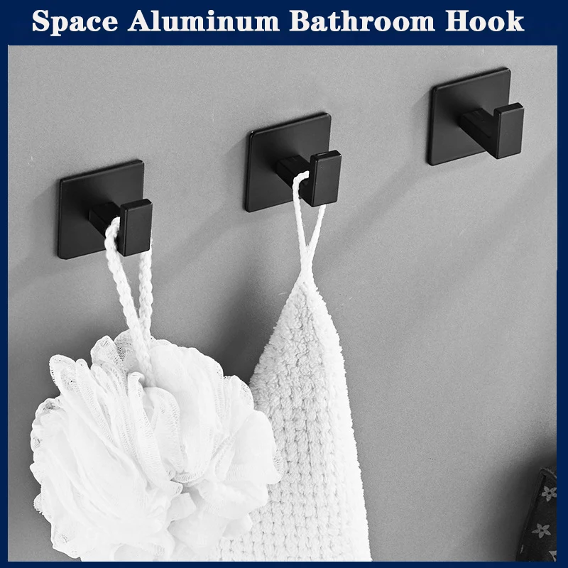 1/4Pcs Bathroom Accessories Adhesive Wall Hook Hanging Self-adhesive Stickers Hardware Fixture Home Towel Hooks Hanger