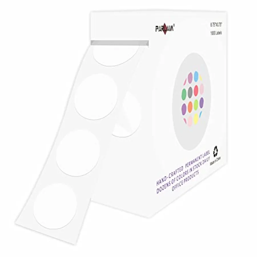 

0.75 Round Color Coding Circle Dot Labels in Roll 1000 Stickers per Dispenser Box 3/4 inch Diameter for Office and Business Whi