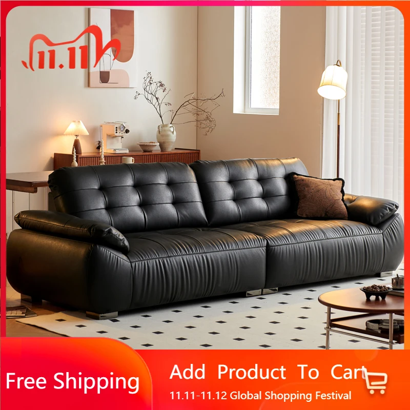 

Cloud Leather Sofa Italian Retro Aesthetics Unusual Gaming Sofas Romantic Comfortable Aesthetics Sillon Cama Trendy Furniture