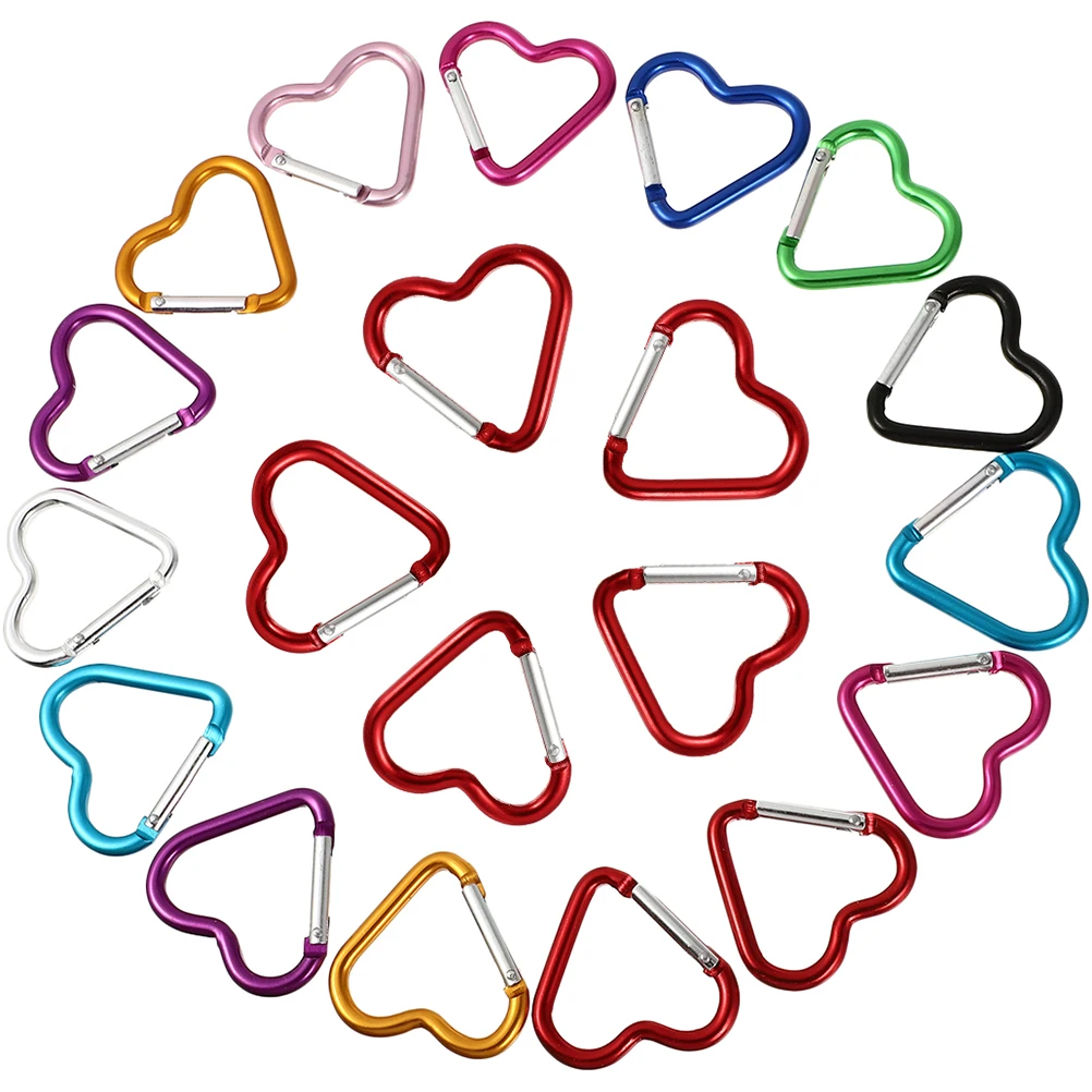 

20pcs Heart Holder Carabiner Hiking Backpack Buckles Keychain Outdoor Backpack Hooks Climbing Accessories