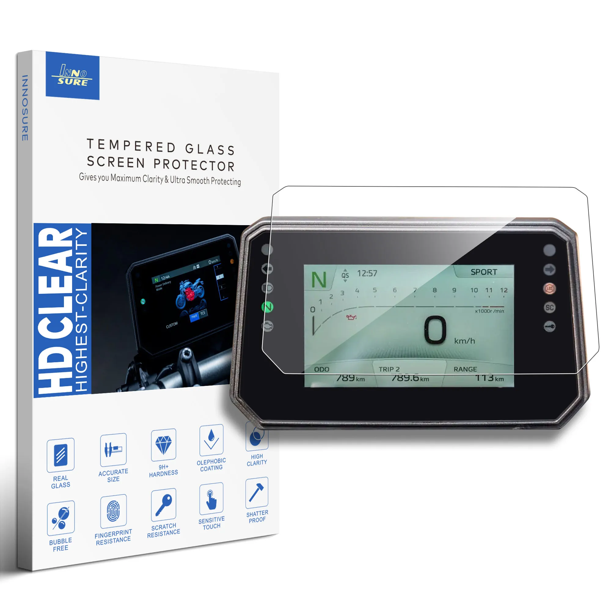 واقي شاشة من الزجاج المقسى لـ Yamaha YZF R9/MT-07/Tracer 7(GT) (2025+)، MT-09(SP)/XSR 900 GP (2024+) أداة الدراجة النارية #1