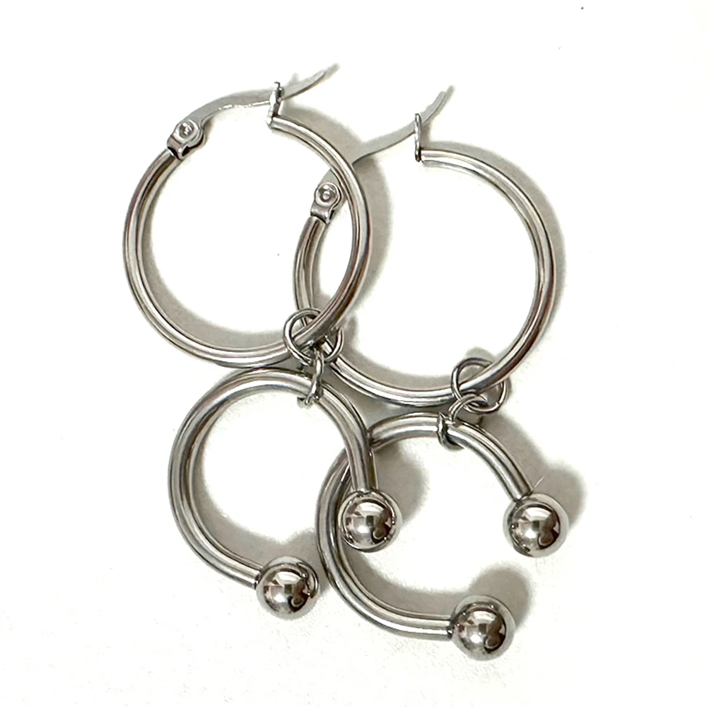 Grunge Aesthetic Stainless Steel U-shaped Horseshoe Hoop Earrings Y2K Nore Clip Charms Drop Earrings Punk Gothic Jewelry