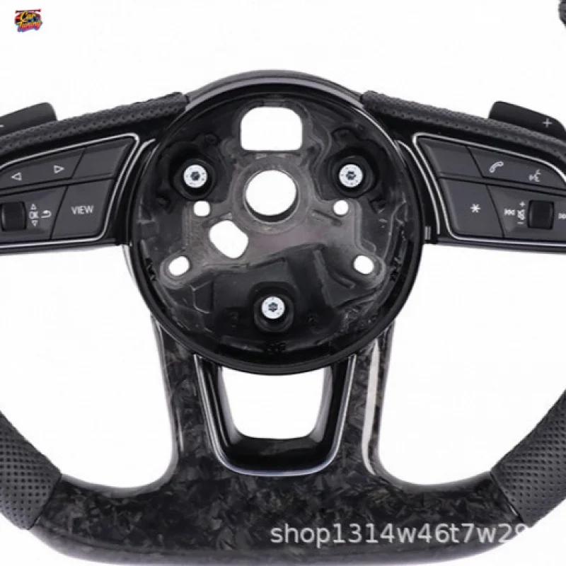 Suitable for Audi's new forged carbon fiber steering wheel, genuine perforated leather with multi-function buttons, modification