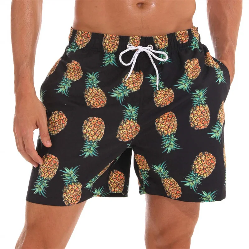 Simple Pineapple Graphic Beach Shorts Pants Men 3D Printing Surf Board Shorts Summer Hawaii Swimsuit Swim Trunks Cool Ice Shorts