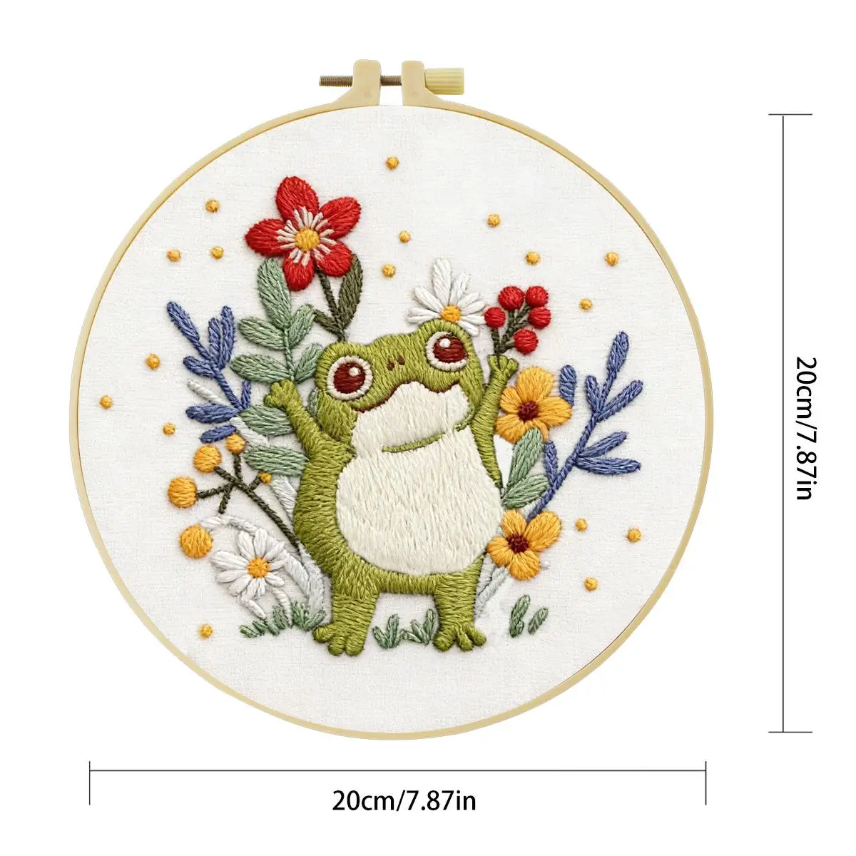 1 Stück 20X20CM/15X15CM 7,87/6,3 Zoll Frosch-Stickerei-Starter-Kit DIY-Kit DIY-Stickerei-Set Handarbeiten Nähkunst-Set für Anfänger – Detail 3
