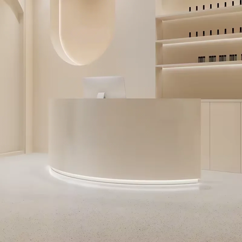 

Custom Personality Semi Circle Led Spa Reception Counter Beauty Salon Front Desk Minimalist Design Hair Salon Reception Desks