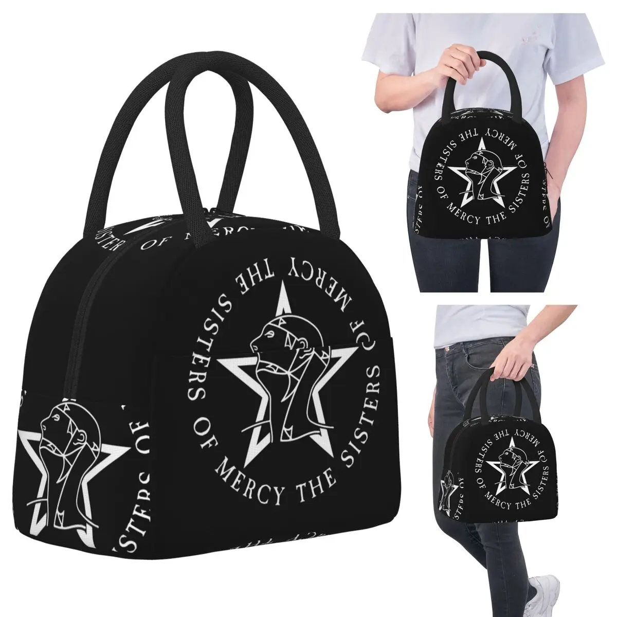 

Round Text Logo Goth The Sisters Of Mercy Insulated Lunch Bag for Kids School Cooler Thermal Food Box Tote Lunch Boxes Container