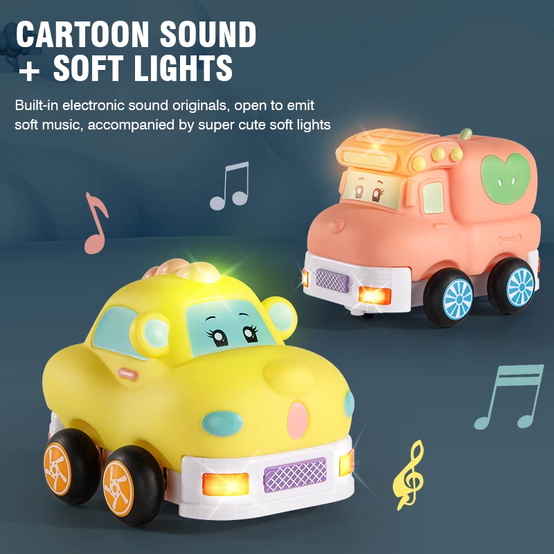 2.4G RC Car Cartoon Wireless Handle Remote Control Soft Rubber Smart Music Lighting Mini Vehicle Drop Resistant Kids Toys Gifts