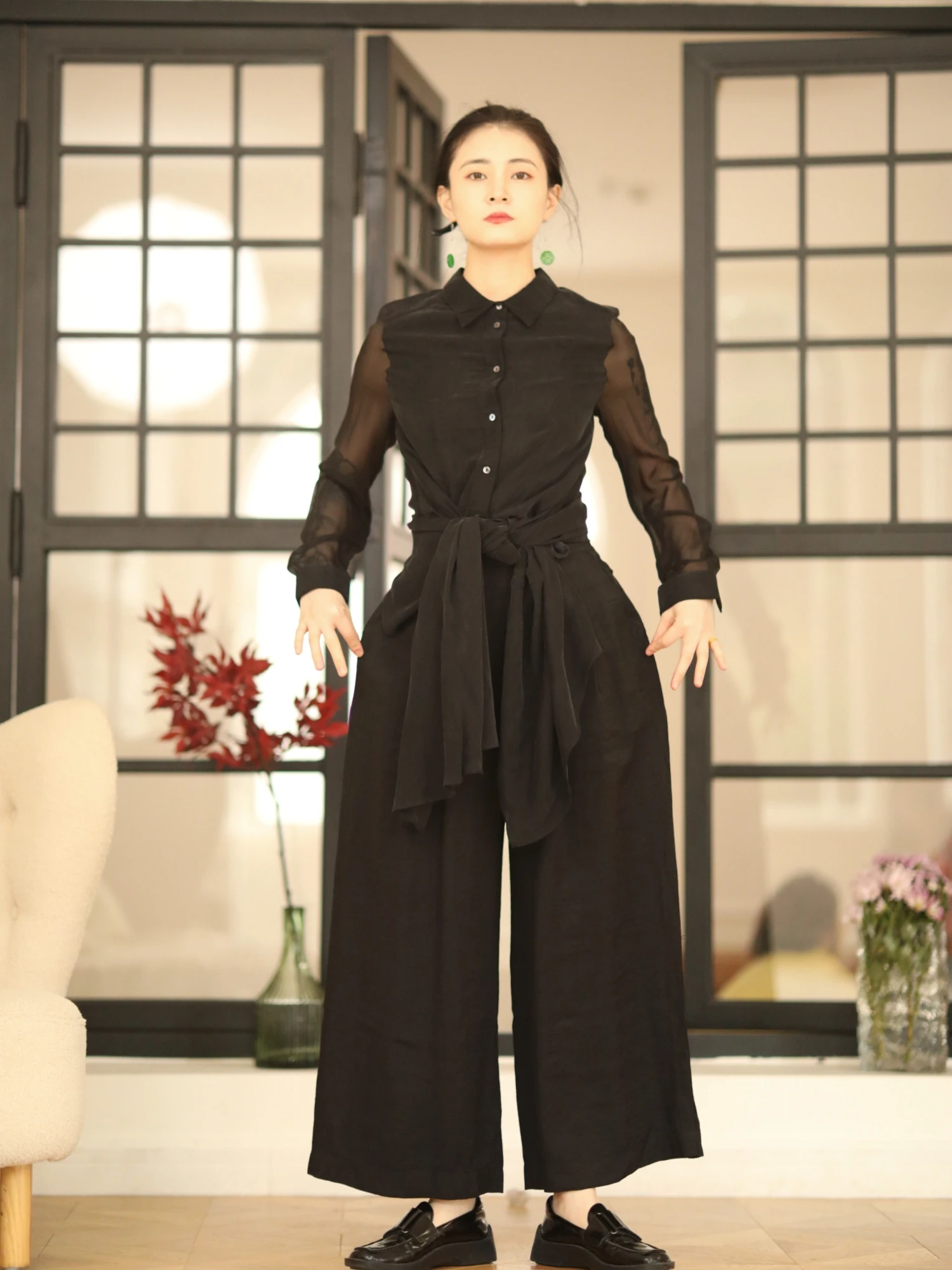 

Универсальные повседневные брюки SayFir с высокой талией, прямым кроем, комфортные, стройнящие, черные, для женщин, для поездок на работу