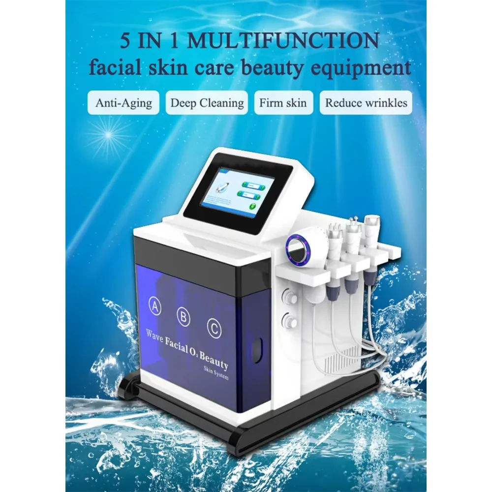 Salon 5 in 1 Desktop Hydro Bubble Water Dermabrasion Face Cleanning BIO Microcurrent Cold Hamer Face Care Machine