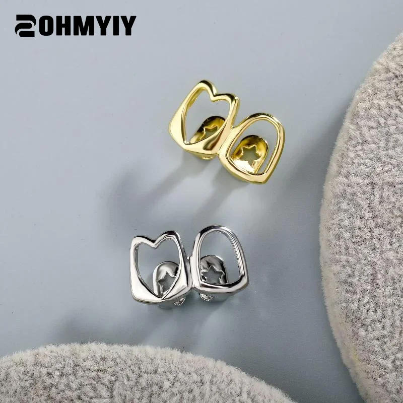 

1 шт., хип-хоп, двойное полое сердце, зубы Grillz, повседневные позолоченные колпачки для зубов для женщин и мужчин, ювелирные изделия, стоматологические грили