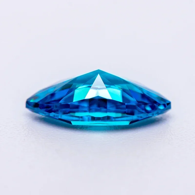 Cubic Zirconia Crushed Ice Cut Dark Aquamarine Color Marquise Shape Charms Beads for Diy Jewelry Making Materials No Certificate