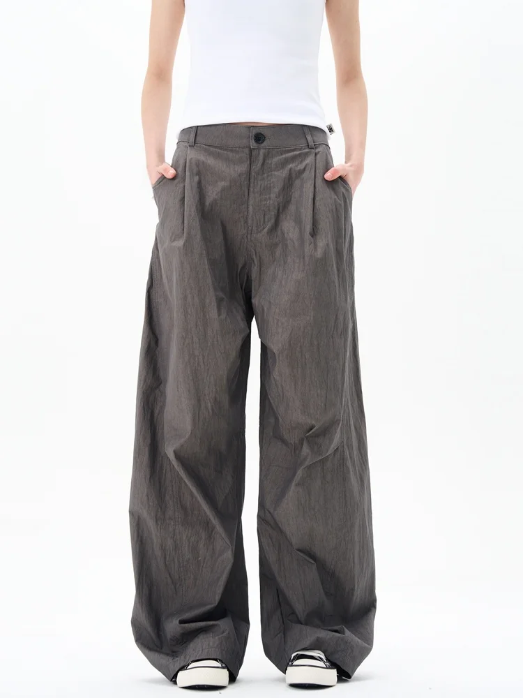 

Yeboon американские ретро плиссированные брюки десантника свободные широкие прямые повседневные брюки для пар длинные брюки для мужчин и женщин