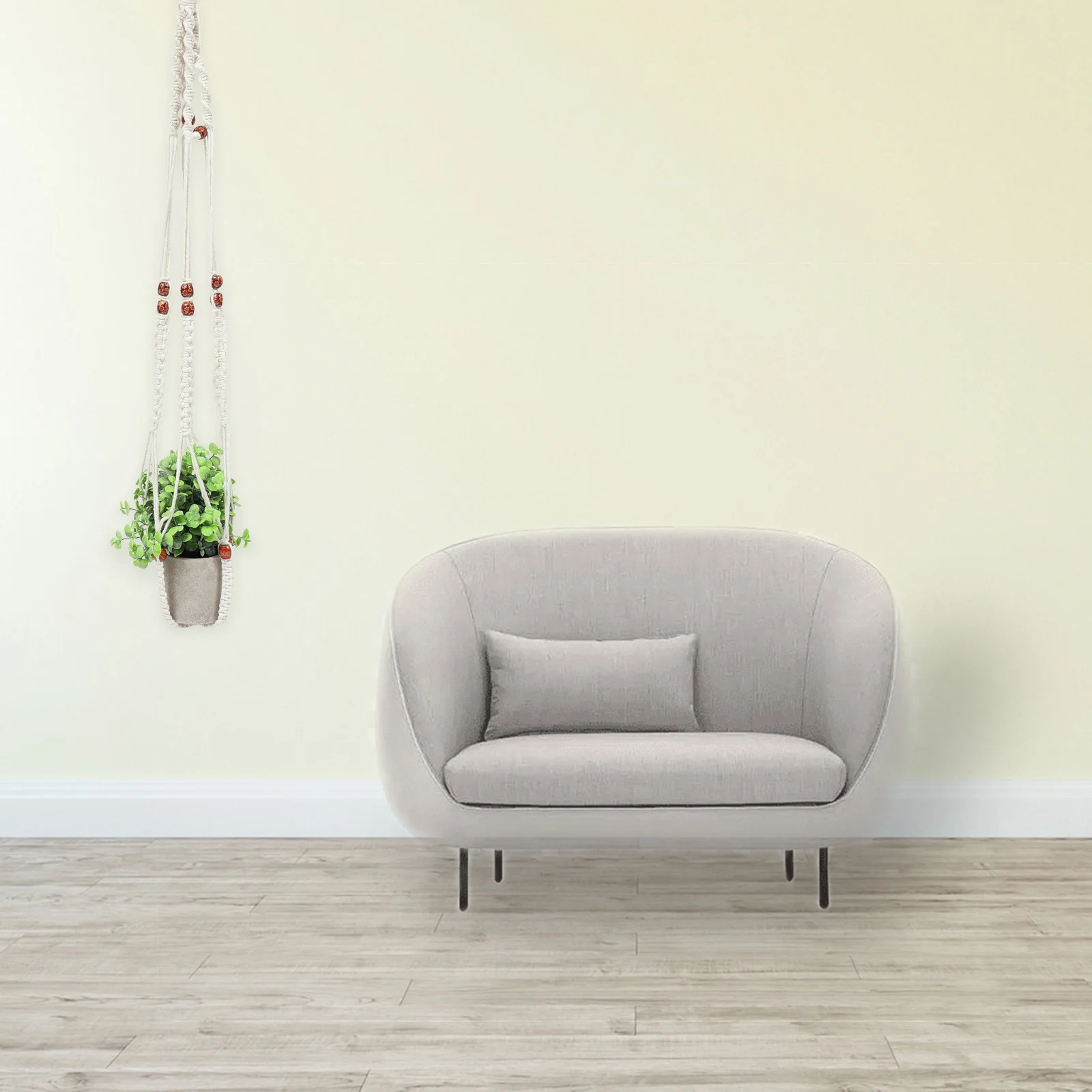 

Durable Beaded Plant Hanger Indoor Outdoor Hanging Bag Natural Style Exquisite Detail Decor Plant Hanger Hanging Bag for Plants