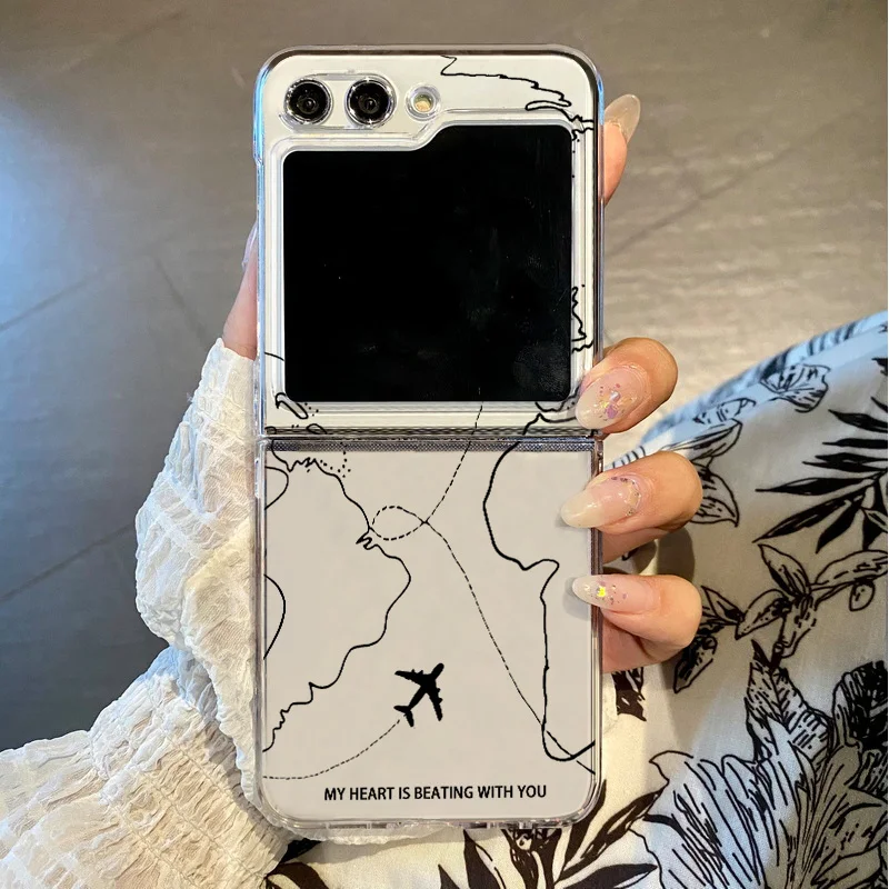 Air Route Muster Hülle für Samsung Galaxy Z Flip7 FE Flip5 Flip6 Flip4 Klare faltbare Handyhülle für Samsung Z Flip 7 6 5 4 3 5G