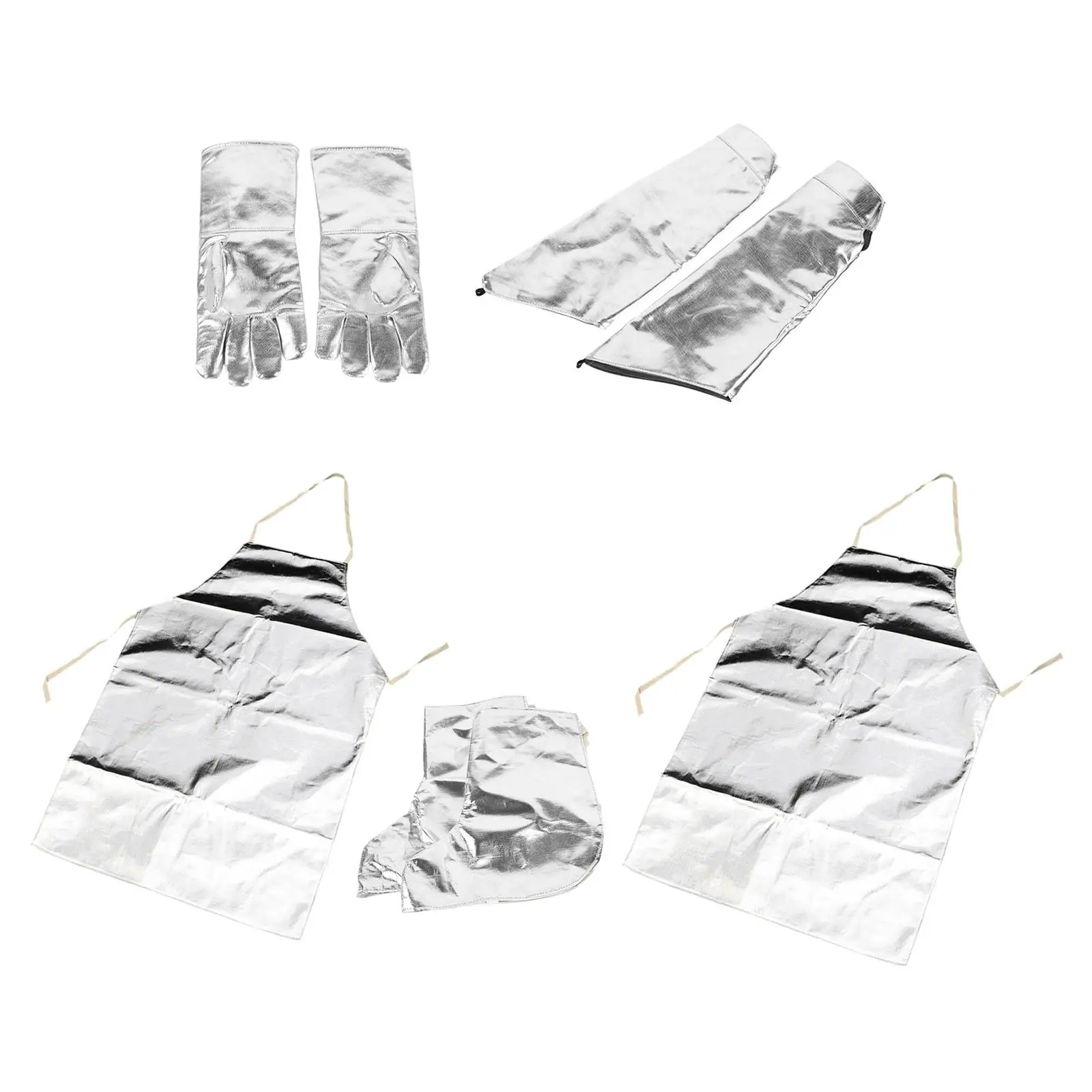 2pcs Aluminum Aprons Foot Protectors Gloves Sleeves Suit for Cooking Dishwasher