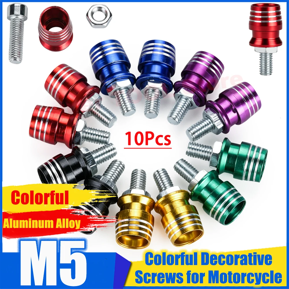 

10 Sets M5 Colorful Cup‑Shaped Bolts With 304 Stainless Steel Screws For Motorcycle Scooter Bike Modification Decor Accessories