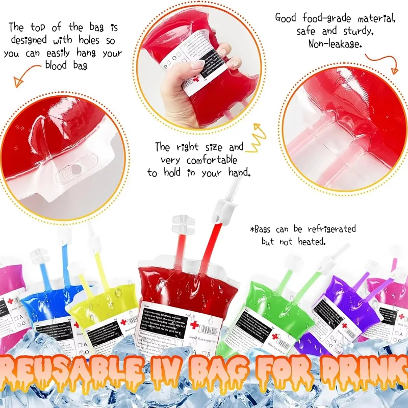 25 stücke Halloween Blut Taschen Fruchtsaft Getränke Taschen Vampire Cosplay Liefert Horror Requisiten Trinken Container Party Dekorationen – Detail 5