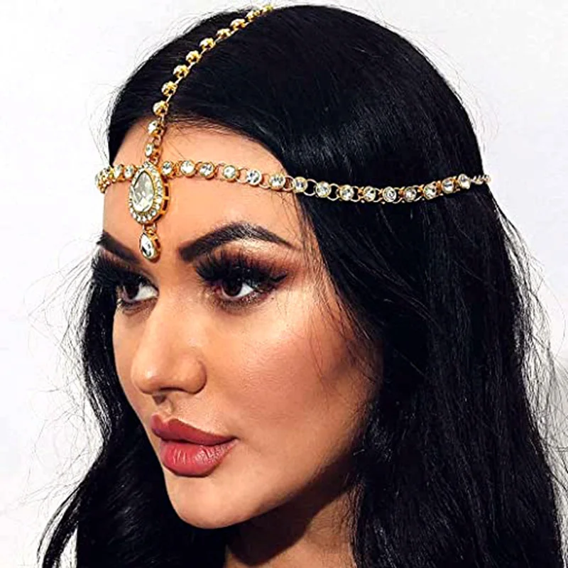 Exquisite Zircon Crown Head Wear Crystals Bridal Headpiece Moroccan Chic Bride Wedding Hair Accessories Ethnic Head Chain