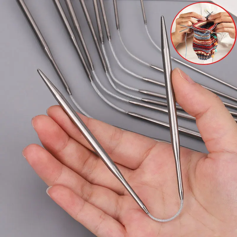 2Pcs Double Pointed Knitting Needle Stainless Steel Circular Knitting Needle for Sweaters Hats Socks DIY Accessories