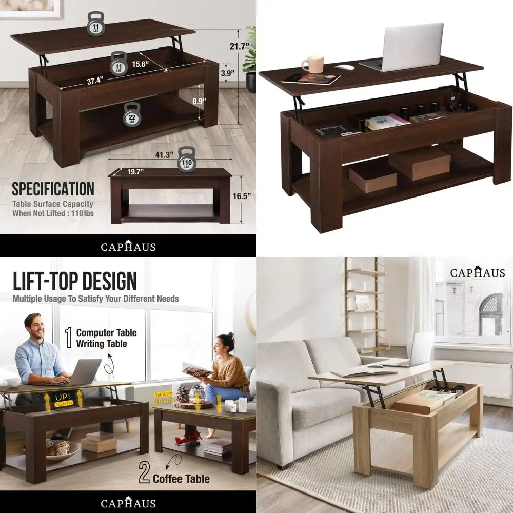 

Журнальный столик для хранения вещей со скрытым отделением, подходит для столешницы или гостиной, с открытой нижней полкой, 41 см