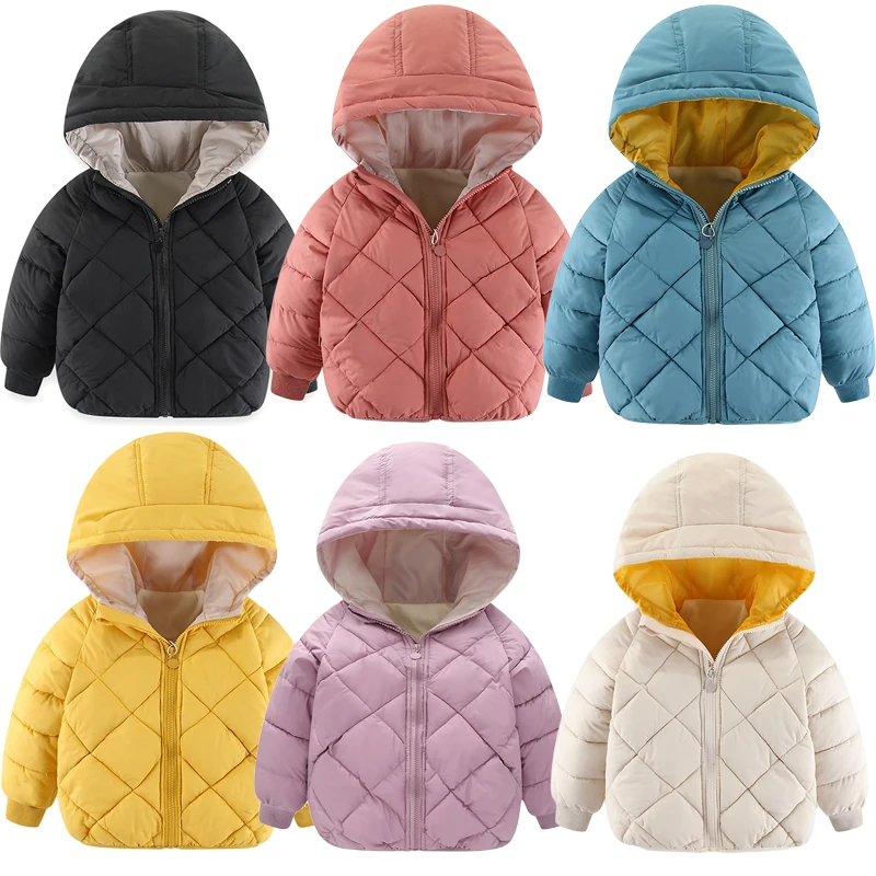 Kids Thick Cotton Jackets Boys Girls Coat Autumn Winter New Children Down Padded Baby Jacket Plus Velvet Warm Cotton Outerwear