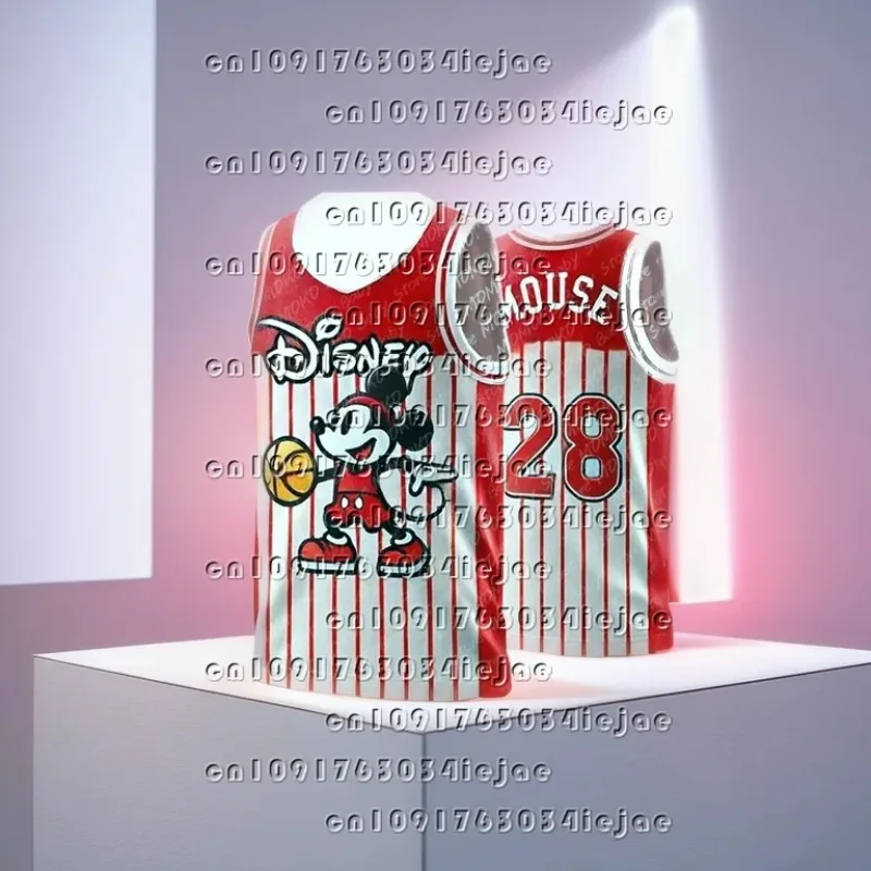 

New Disney Mickey Mouse Print Basketball Jersey Summer Children's Outdoor Sports Clothing Kids Adults Breathable Sleeveless Vest