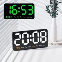Electronic Wall Clock Temperature Date Table Clock Wall-mounted Dual Alarms Digital LED Clocks for Home Bedroom Voice Control