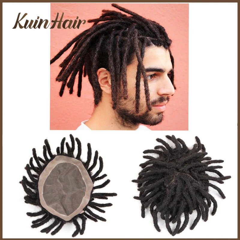 Dreadlocks Afro Curly Men Toupee 100% Human Hair Wigs Durable Fine Mono Natural Hairpiece Men\'s Capillary Prothesis For Black Me