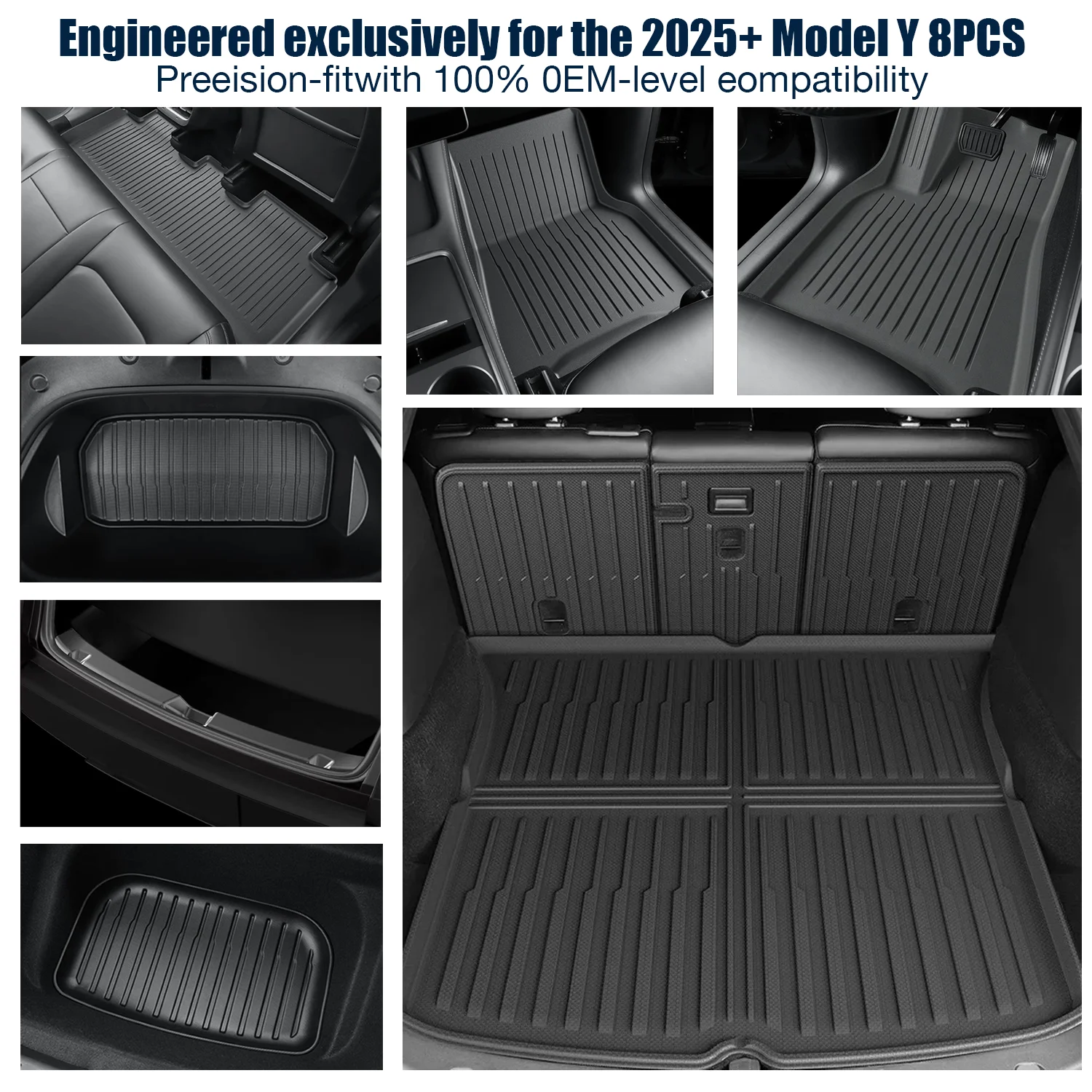 TPE Floor Liners For 2025‑2026 Tesla Model Y Juniper, 5‑Seater Only, Exclude Standard Version, All‑Weather Custom Fit Easy To Clean Car Floor Mats - view 5