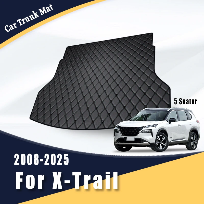 Kofferraummatte für Nissan X-Trail Xtrail 5 Sitze 2008-2025, Leder-Kofferraumauskleidung, Laderaummatte, Aufbewahrungsmatte, Auto-Innenausstattung