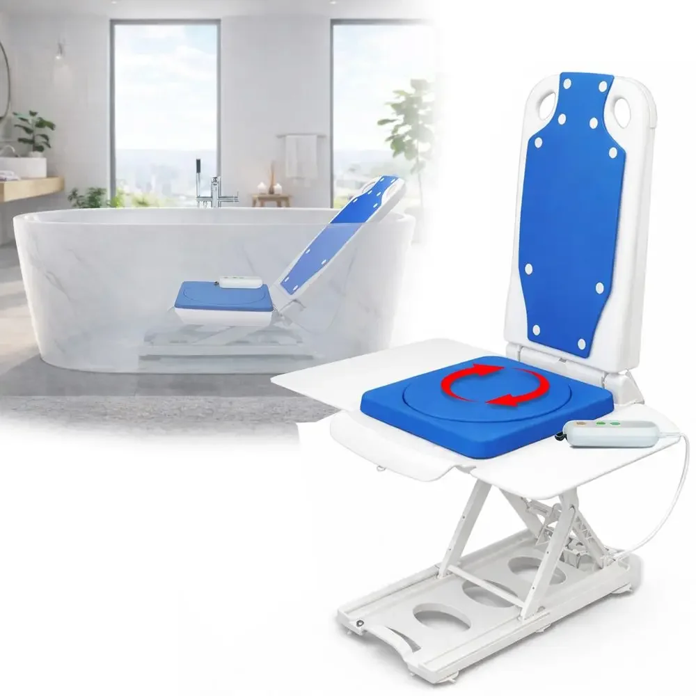 

Tranquilo Premium Electric Bath Lift with Padded, SAFESWIVEL Rotating SEAT and Electric Recline. 300lb. Lifting Capacity and Ex