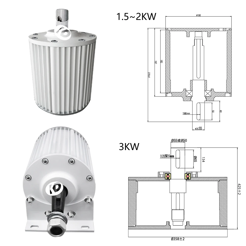 

3kW 300 RPM NdFeb PMG Rare Earth Permanent Magnet Generator for DIY Windmill Exercise Bike Hydro Turbine Electric Motor