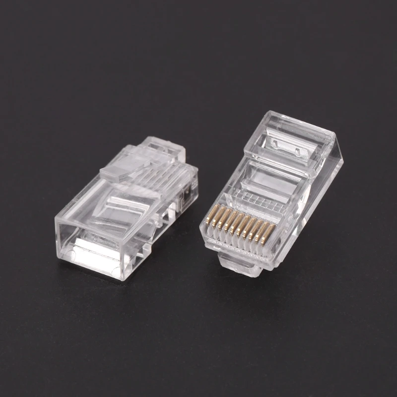 50pcs 10P10C RJ45 RJ48 RJ50 Cat5E UTP Ethernet Connector Network Modular Crystal Plug 10-Pin Network Cable Connector