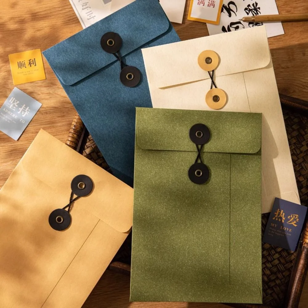 A4/A5 Kraft Paper Envelopes with String Tie Closure Clasp Retro Vintage Brown Envelopes European Style Invitation Card
